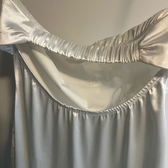 Hello Molly White Satin Midi Strapless Dress with Lace Detailing - Picture 8 of 12